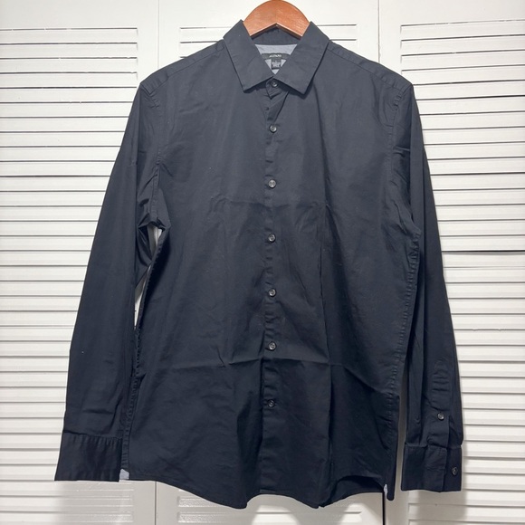 Alfani Men’s Black Cotton Blend Button Up Long Sleeve Size L - Picture 1 of 4